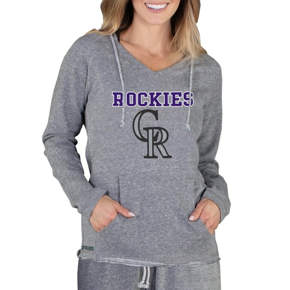 Women's Concepts Sport Gray Colorado Rockies Mainstream Terry Long Sleeve Hoodie Top