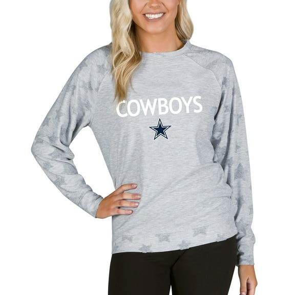 Women's Concepts Sport Gray Dallas Cowboys Medal Jacquard Terry Long Sleeve Top