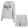 thumbnail image 1 of Women's Concepts Sport Gray Denver Broncos Juniper Long Sleeve Hoodie T-Shirt & Shorts Set, 1 of 3