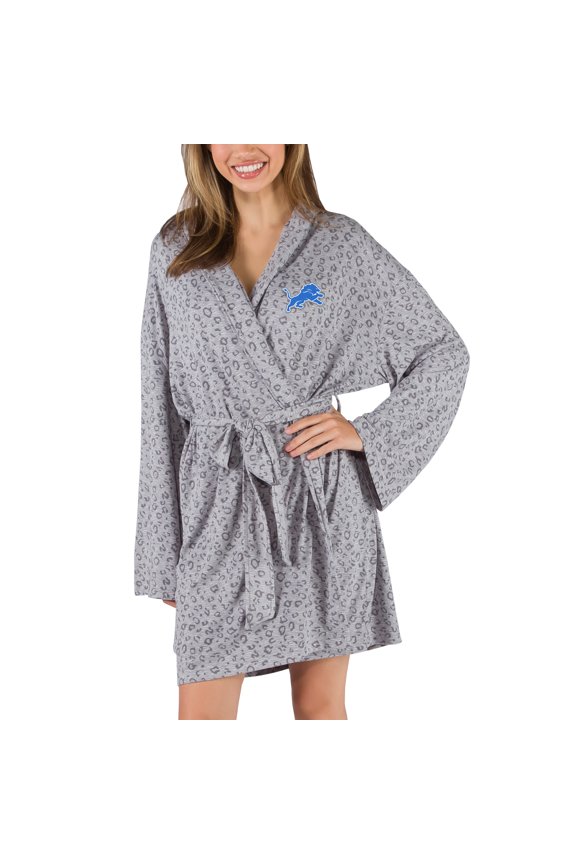 Women's Concepts Sport Gray Detroit Lions Frill Hacci Knit Robe