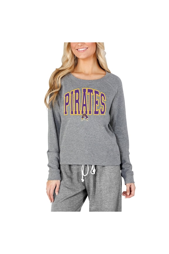 Women's Concepts Sport Gray ECU Pirates Mainstream Terry Long Sleeve Top