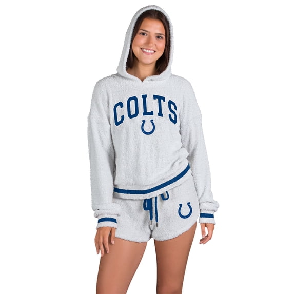 Women's Concepts Sport Gray Indianapolis Colts Whitley Long Sleeve Hoodie Top & Shorts Set