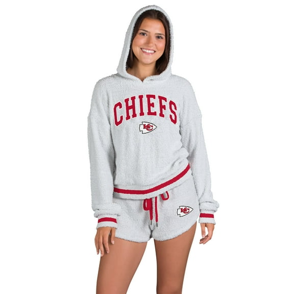 Women's Concepts Sport Gray Kansas City Chiefs Whitley Long Sleeve Hoodie Top & Shorts Set