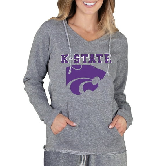 Women's Concepts Sport Gray Kansas State Wildcats Mainstream Lightweight Terry Pullover Hoodie
