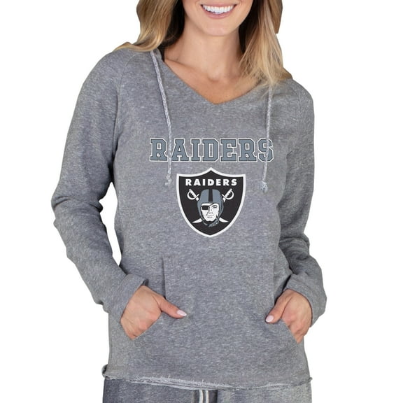 Women's Concepts Sport Gray Las Vegas Raiders Mainstream Tri-Blend Raglan Hoodie V-Neck Top