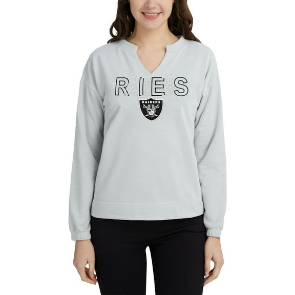 Women's Concepts Sport Gray Las Vegas Raiders Sunray Notch Neck Long Sleeve Top