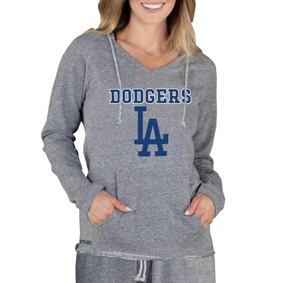 Women's Concepts Sport Gray Los Angeles Dodgers Mainstream Terry Long Sleeve Hoodie Top