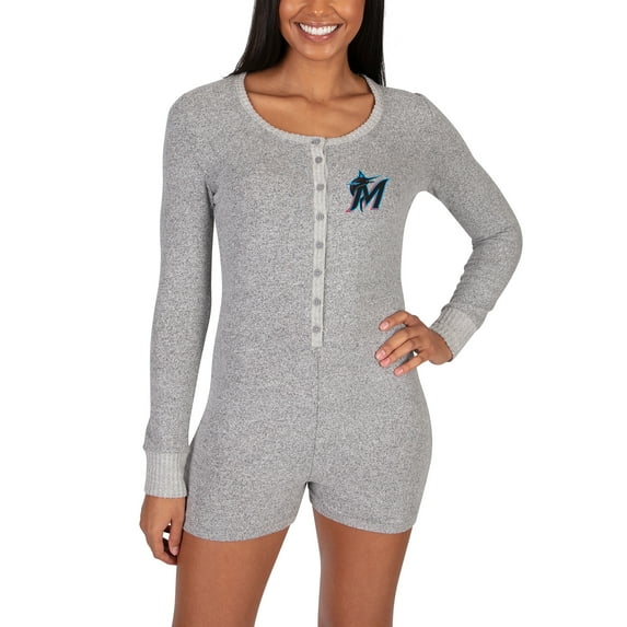 Women's Concepts Sport Gray Miami Marlins Venture Sweater Romper