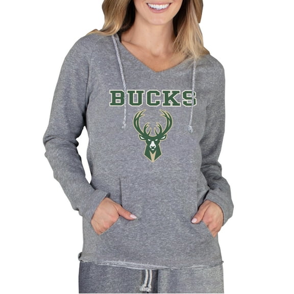 Women's Concepts Sport Gray Milwaukee Bucks Mainstream Terry Hooded Top