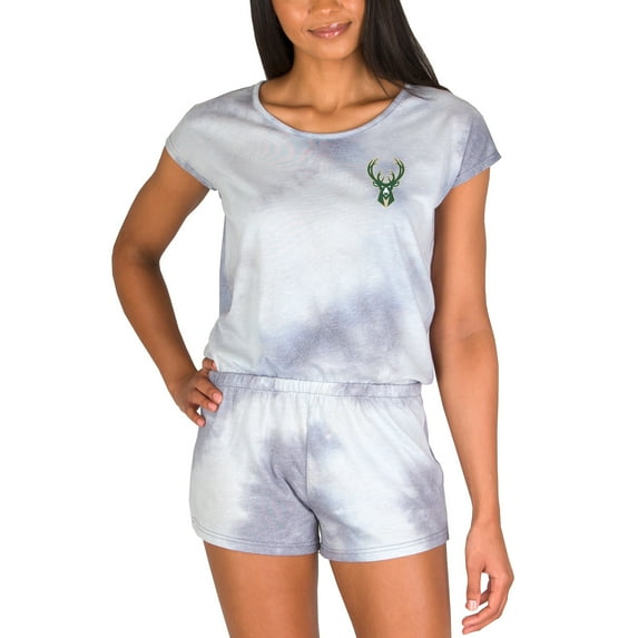 Women's Concepts Sport Gray Milwaukee Bucks Marina Sleep Romper