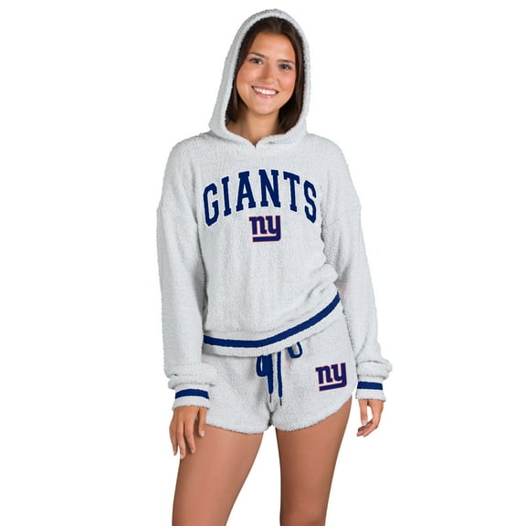 Women's Concepts Sport  Gray New York Giants Whitley Long Sleeve Hoodie Top & Shorts Set
