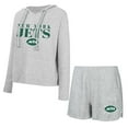 thumbnail image 1 of Women's Concepts Sport Gray New York Jets Juniper Long Sleeve Hoodie Top & Shorts Set, 1 of 3