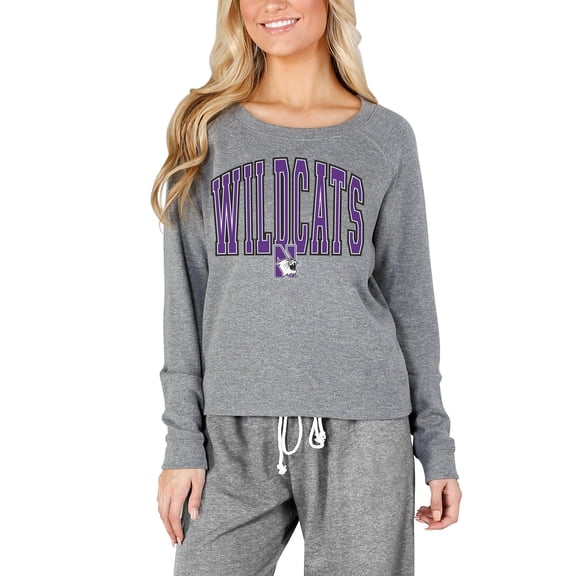 Women's Concepts Sport Gray Northwestern Wildcats Mainstream Terry Long Sleeve Top