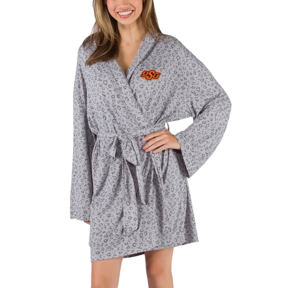 Women's Concepts Sport Gray Oklahoma State Cowboys Frill Hacci Knit Robe