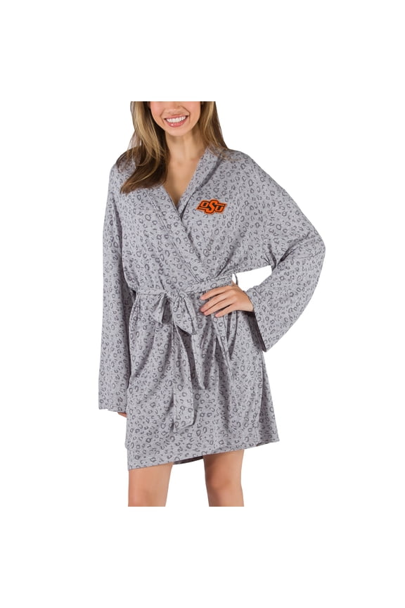 Women's Concepts Sport Gray Oklahoma State Cowboys Frill Hacci Knit Robe
