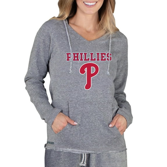Women's Concepts Sport Gray Philadelphia Phillies Mainstream Terry Long Sleeve Hoodie Top