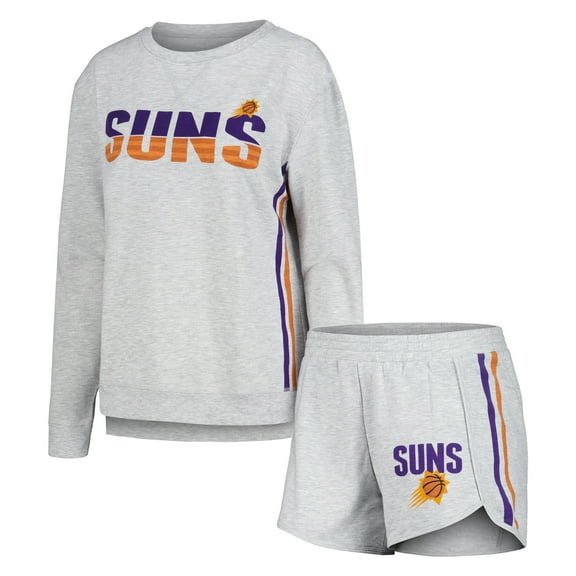 Women's Concepts Sport Gray Phoenix Suns Cedar Long Sleeve Top & Shorts Sleep Set