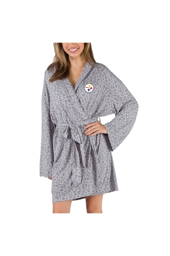 Women's Concepts Sport Gray Pittsburgh Steelers Frill Hacci Knit Robe