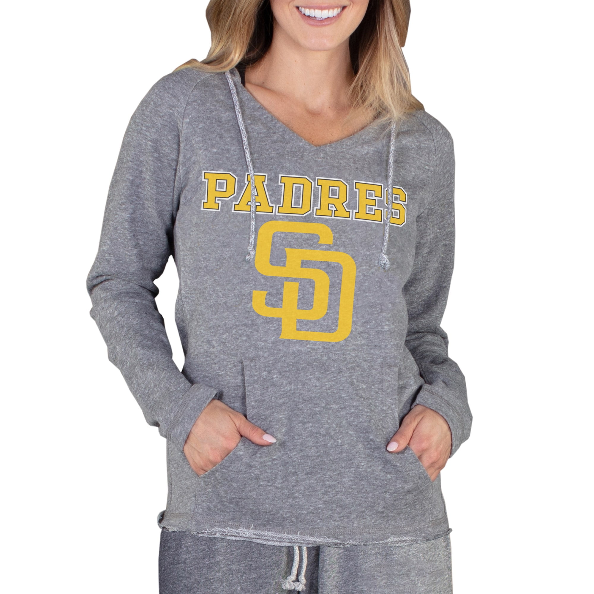 Women's Concepts Sport Gray San Diego Padres Tri-Blend Mainstream Terry Short Sleeve Sweatshirt Top Size: Small