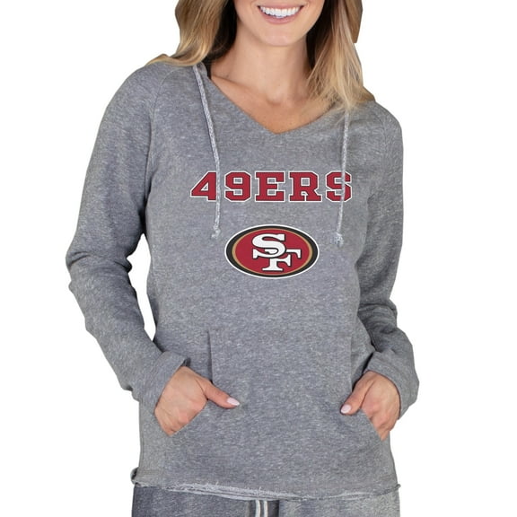 Women's Concepts Sport Gray San Francisco 49ers Mainstream Tri-Blend Raglan Hoodie V-Neck Top