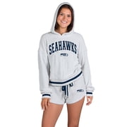 Womens Concepts Sport Gray Seattle Seahawks Whitley Long Sleeve Hoodie Top & Shorts Set