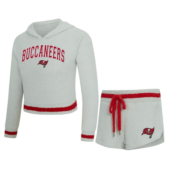 Women's Concepts Sport Gray Tampa Bay Buccaneers Whitley Long Sleeve Hoodie Top & Shorts Set