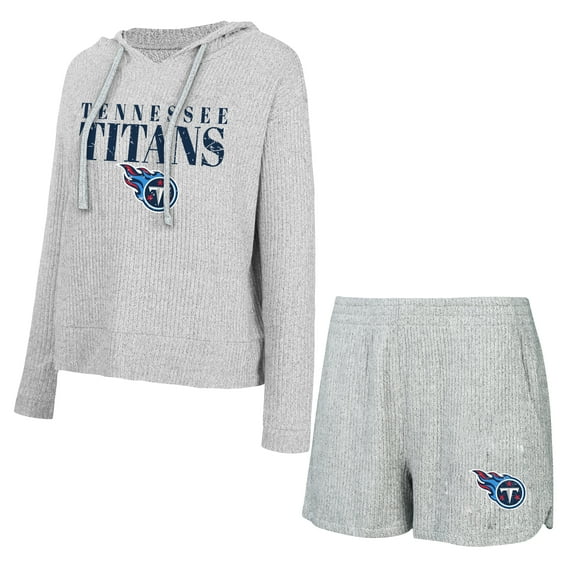 Women's Concepts Sport Gray Tennessee Titans Juniper Long Sleeve Hoodie Top & Shorts Set