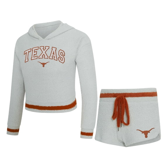 Women's Concepts Sport Gray/Orange Texas Longhorns Whitley Long Sleeve Hoodie Top & Shorts Set