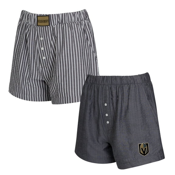 Women's Concepts Sport Gray Vegas Golden Knights Two-Pack Boxer Shorts Set