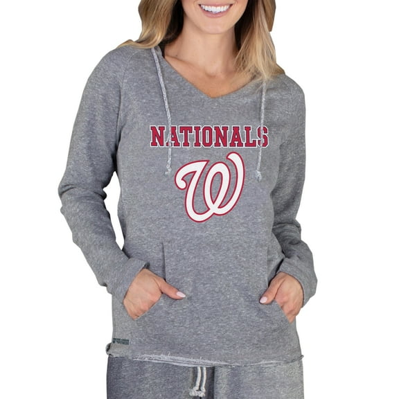 Women's Concepts Sport Gray Washington Nationals Mainstream Terry Long Sleeve Hoodie Top