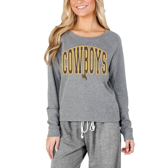Women's Concepts Sport Gray Wyoming Cowboys Mainstream Terry Long Sleeve Top