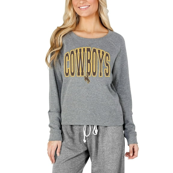 Women's Concepts Sport Gray Wyoming Cowboys Mainstream Terry Long Sleeve Top