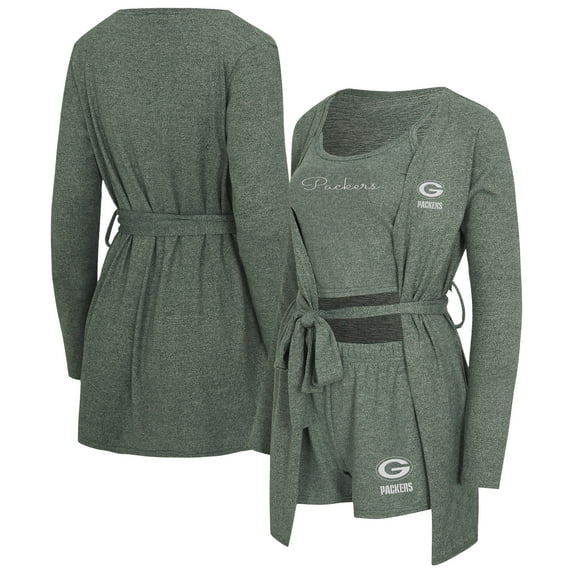 Women's Concepts Sport Green Green Bay Packers Rigor Tank, Short & Robe Set