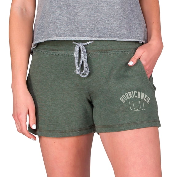 Women's-Concepts Sport Green Miami Hurricanes Mainstream French Terry Tri-Blend Shorts