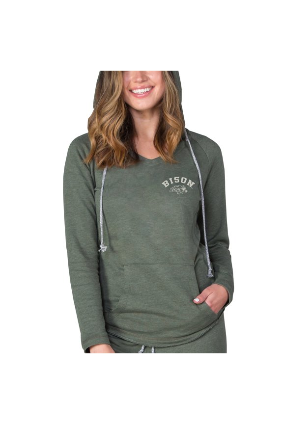 Women's-Concepts Sport Green NDSU Bison Mainstream Terry Tri-Blend V-Neck Pullover Hoodie
