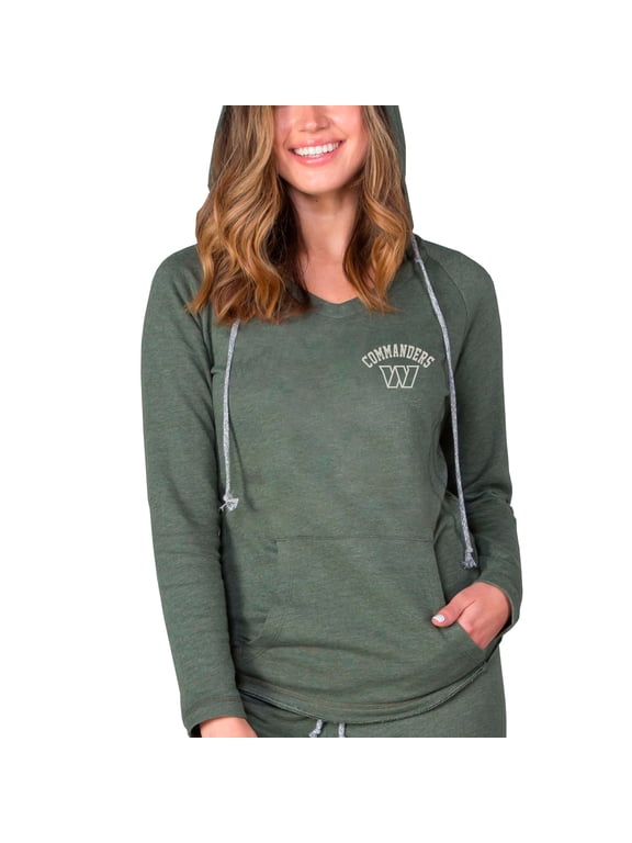 Women's Concepts Sport Green Washington Commanders Mainstream Terry Tri-Blend V-Neck Pullover Hoodie