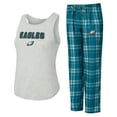 thumbnail image 1 of Women's Concepts Sport  Heather Gray/Green Philadelphia Eagles Regulate Plaid Tank Top & Pants Sleep Set, 1 of 5