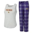 thumbnail image 1 of Women's Concepts Sport  Heather Gray/Purple Minnesota Vikings Regulate Plaid Tank Top & Pants Sleep Set, 1 of 5