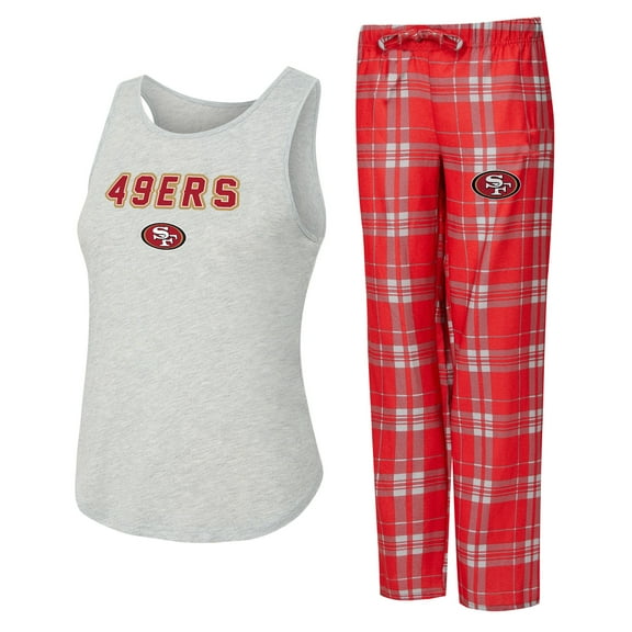 Women's Concepts Sport  Heather Gray/Scarlet San Francisco 49ers Regulate Plaid Tank Top & Pants Sleep Set