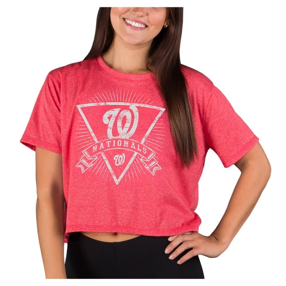 Women's-Concepts Sport Heather Red Washington Nationals Distressed Quest Boxy Cropped Top
