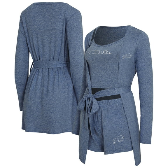 Women's Concepts Sport  Heather Royal Buffalo Bills Rigor Tank, Short & Robe Set