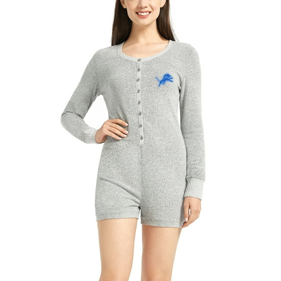 Women's Concepts Sport Heathered Gray Detroit Lions Venture Sweater Romper