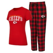 Women's-Concepts Sport Red/Black Kansas City Chiefs Avondale T-Shirt & Pants Flannel PJ Set