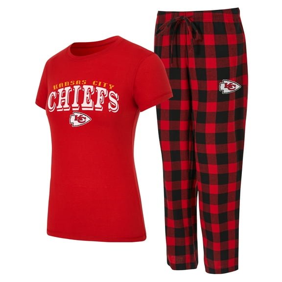 Women's-Concepts Sport Red/Black Kansas City Chiefs Avondale T-Shirt & Pants Flannel PJ Set