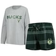 thumbnail image 1 of Women's Concepts Sport Milwaukee Bucks Petition Long Sleeve Top and Shorts Set, 1 of 5