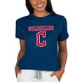 thumbnail image 1 of Women's Concepts Sport  Navy Cleveland Guardians Tri-Blend Mainstream Terry Short Sleeve Sweatshirt Top, 1 of 1