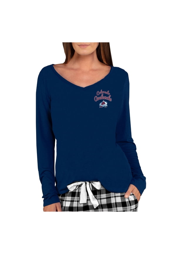 Women's Concepts Sport Navy Colorado Avalanche Marathon Knit Long Sleeve V-Neck Top