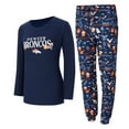 thumbnail image 1 of Women's Concepts Sport Navy Denver Broncos Chesnut Long Sleeve T-Shirt and Pant Sleep Set, 1 of 5