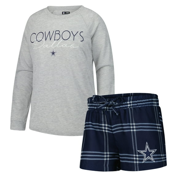 Women's Concepts Sport Navy/Gray Dallas Cowboys Petition Raglan Long Sleeve Top and Shorts Set