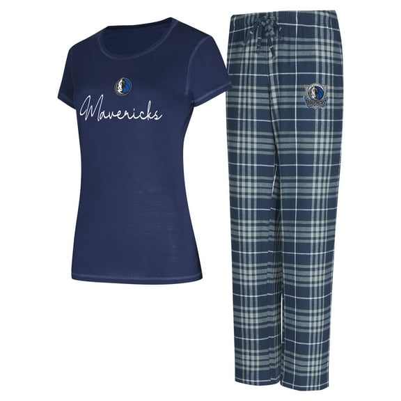 Women's Concepts Sport Navy/Gray Dallas Mavericks Vector Top & Flannel Pants Sleep Set